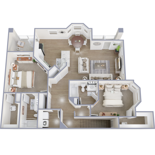 a model of a house with a lot of stuff on the floor